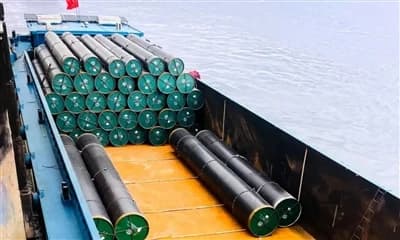 API 5L X52N アメリカン製スパイラル溶接鋼管が、太平洋を越えてアメリカ合衆国ヒューストン港へ出荷されます
